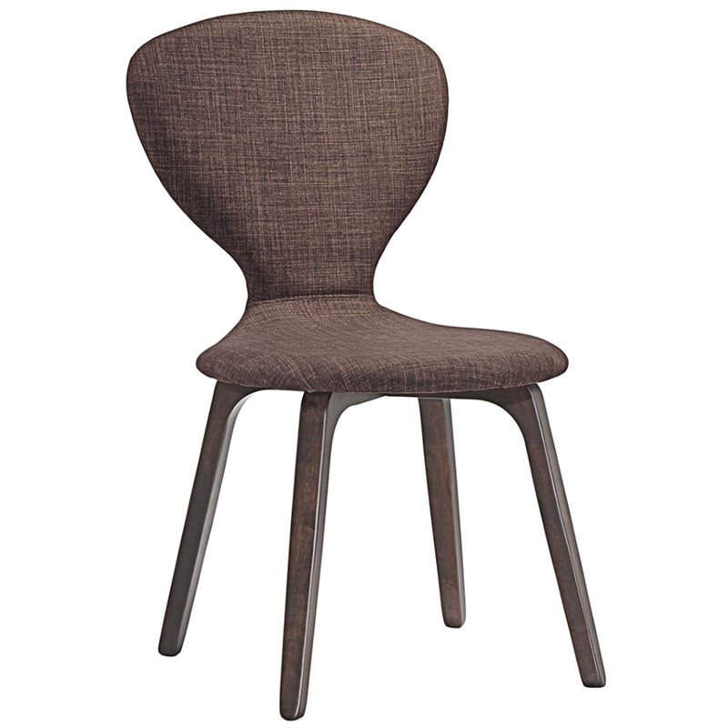 Maklaine Contemporary Dense Foam Padding Dining Side Chair in Walnut Brown