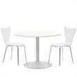 Maklaine Contemporary 3-Piece Wood Dining Set in White/Chrome