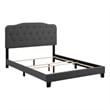 Maklaine Full Upholstered Polyester Fabric Bed in Gray Finish