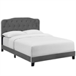 Maklaine Contemporary Full Performance Velvet Bed in Gray Finish