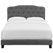 Maklaine Contemporary Full Performance Velvet Bed in Gray Finish
