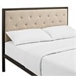 Maklaine Contemporary Full Tufted Panel Bed in Brown and Beige