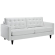 Maklaine Contemporary Bonded Leather Button Tufted Sofa in White