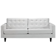 Maklaine Contemporary Bonded Leather Button Tufted Sofa in White