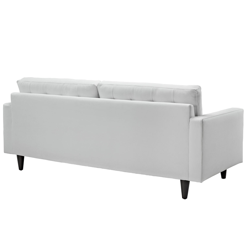 Maklaine Contemporary Bonded Leather Button Tufted Sofa in White