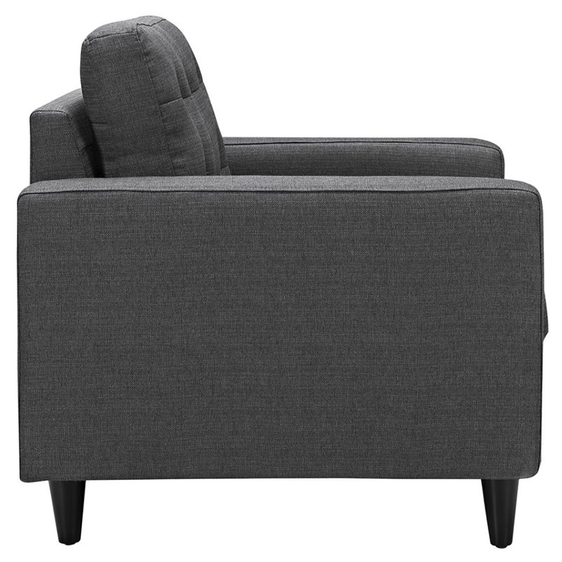 Maklaine Contemporary Upholstered Fabric Armchair in Gray (Set of 2)