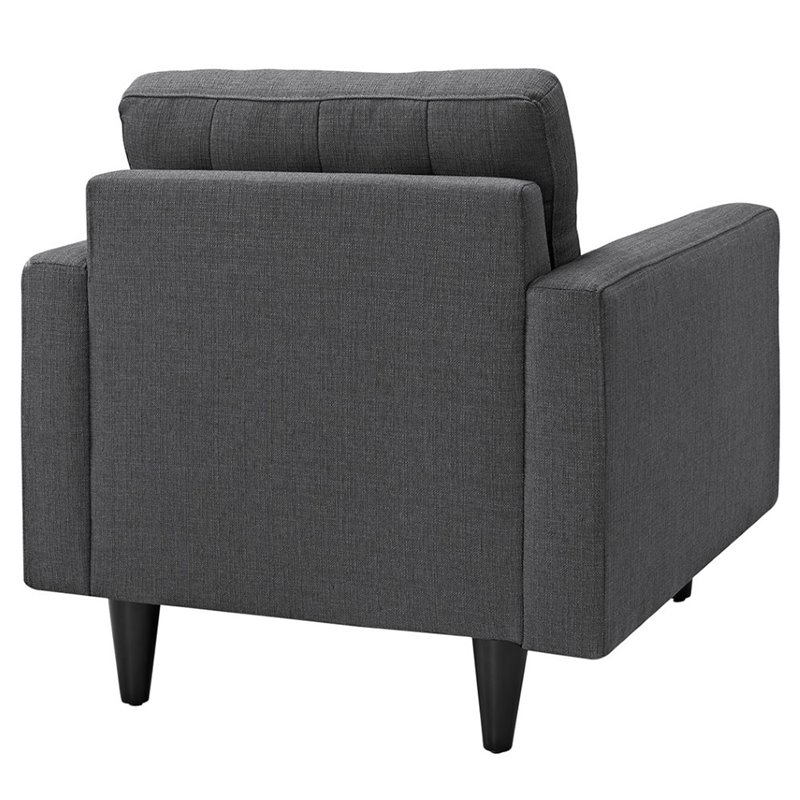 Maklaine Contemporary Upholstered Fabric Armchair in Gray (Set of 2)