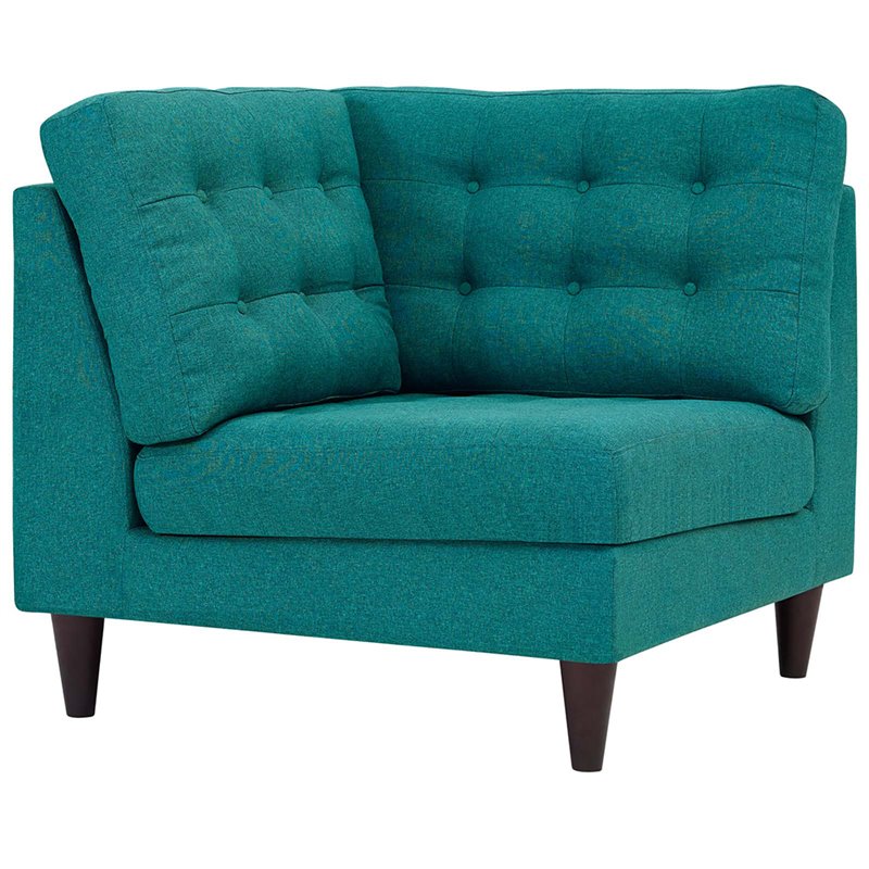 Maklaine Upholstered Polyester Fabric Sofa Corner Chair in Teal Blue