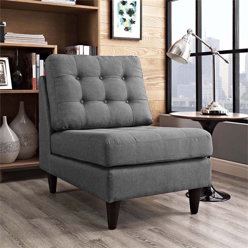 Maklaine Contemporary Upholstered Polyester Fabric Lounge Chair in Gray