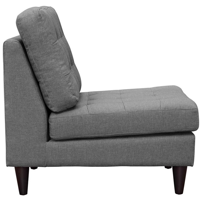 Maklaine Contemporary Upholstered Polyester Fabric Lounge Chair in Gray