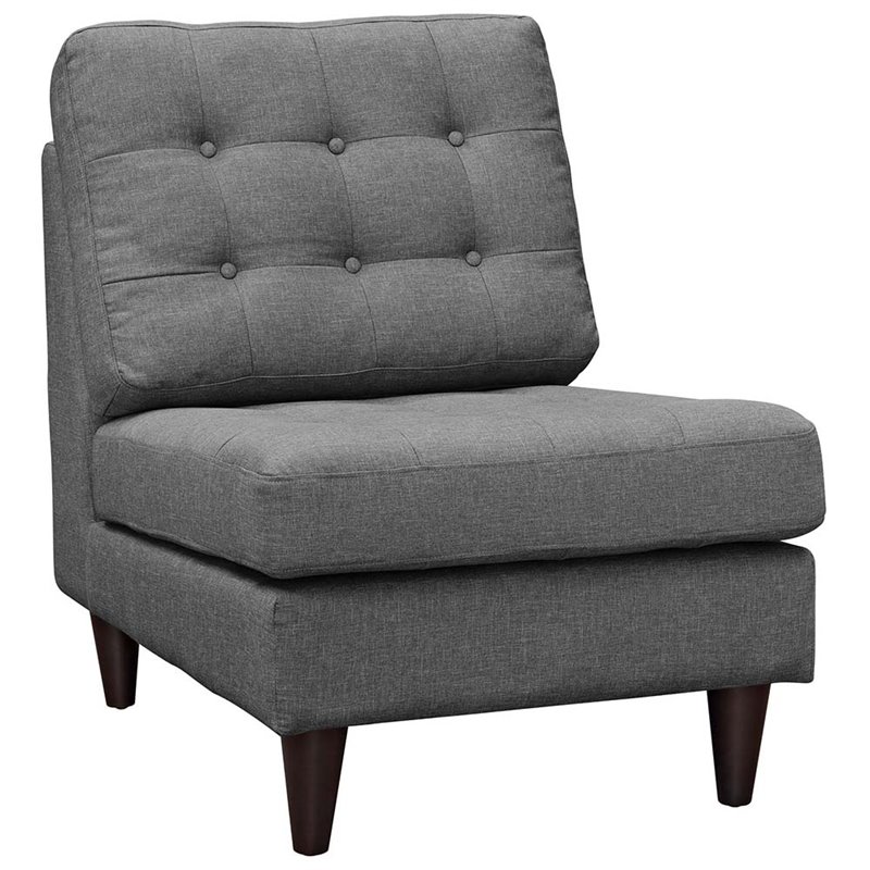 Maklaine Contemporary Upholstered Polyester Fabric Lounge Chair in Gray