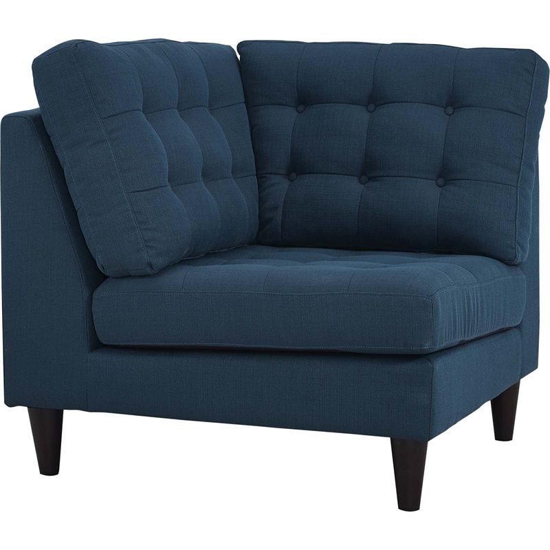 Maklaine Upholstered Polyester Fabric Sofa Corner Chair in Azure Blue