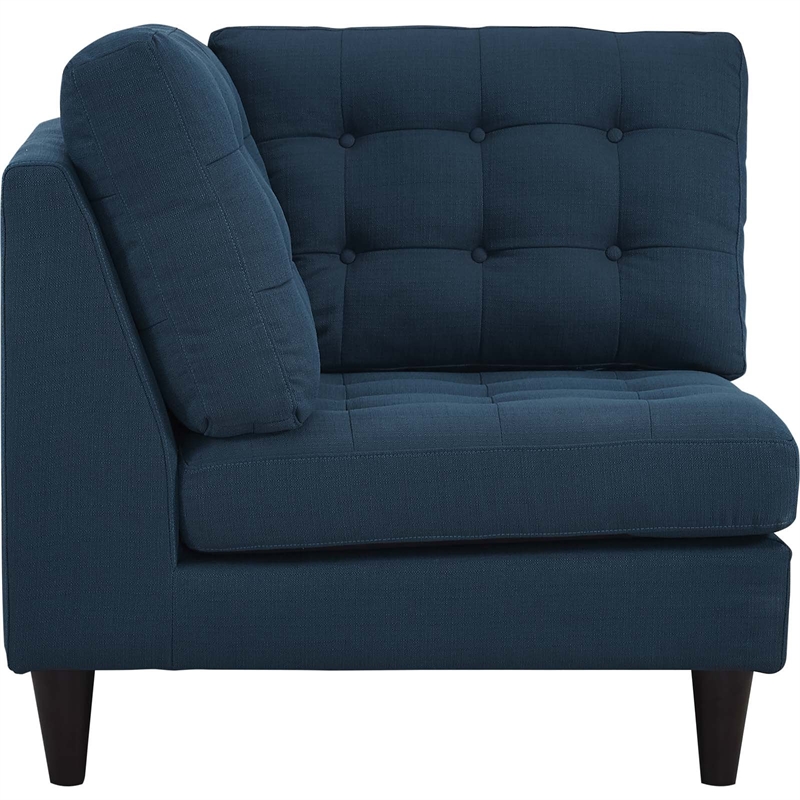 Maklaine Upholstered Polyester Fabric Sofa Corner Chair in Azure Blue