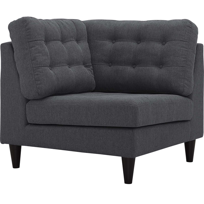 Maklaine Upholstered Polyester Fabric Sofa Corner Chair in Gray