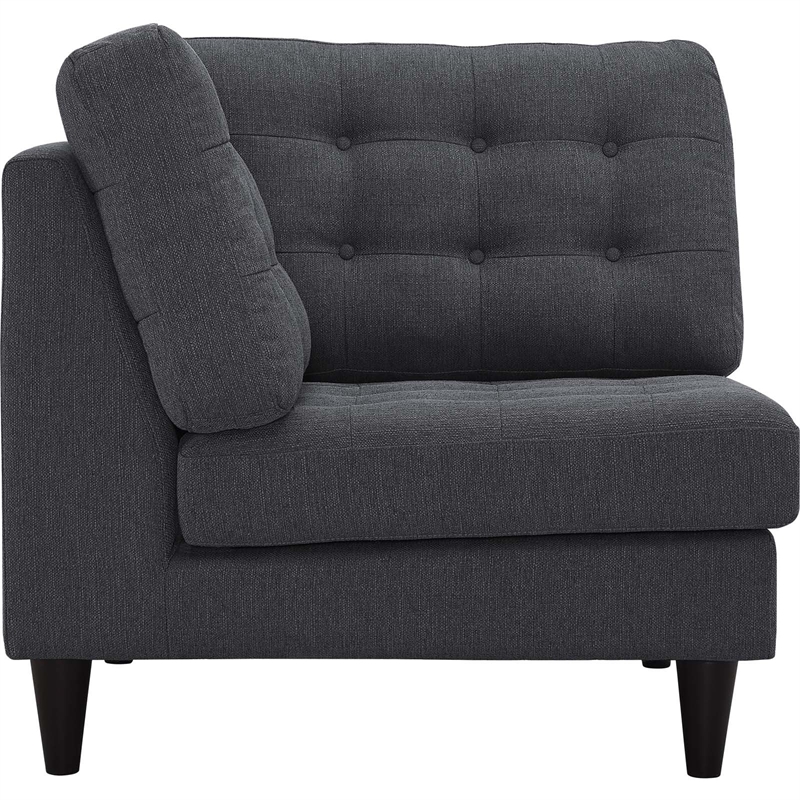 Maklaine Upholstered Polyester Fabric Sofa Corner Chair in Gray