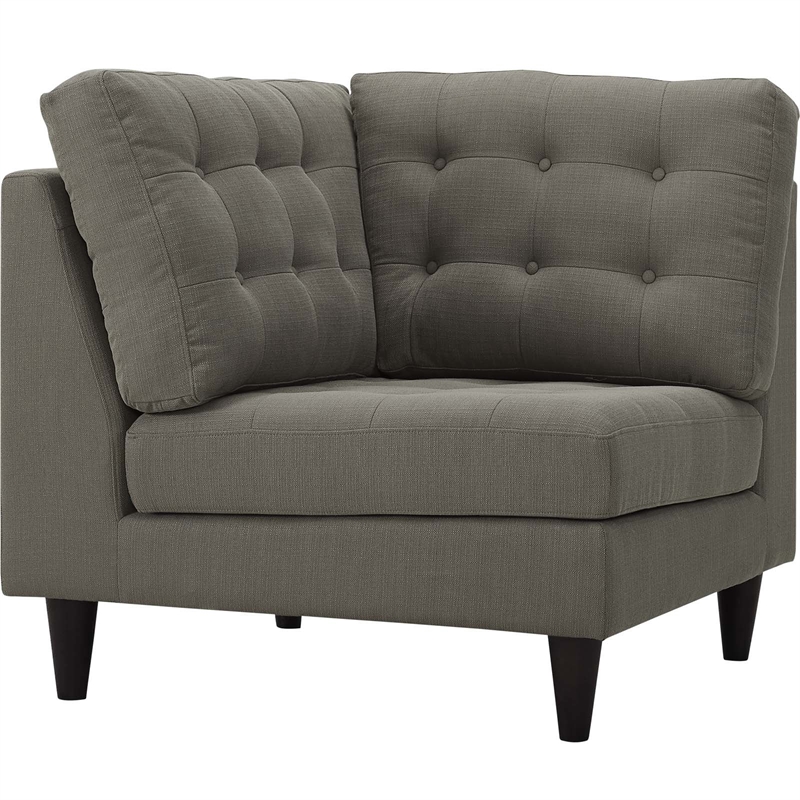 Maklaine Upholstered Polyester Fabric Sofa Corner Chair in Granite Gray