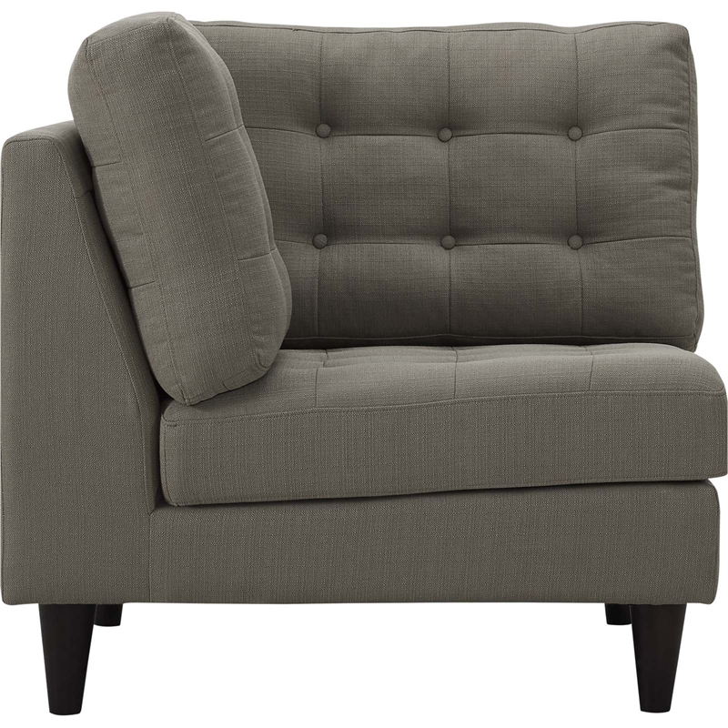 Maklaine Upholstered Polyester Fabric Sofa Corner Chair in Granite Gray