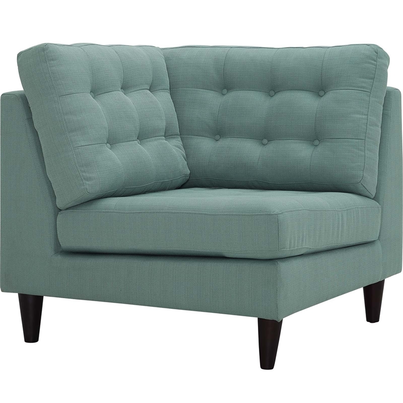 Maklaine Upholstered Polyester Fabric Sofa Corner Chair in Laguna Green