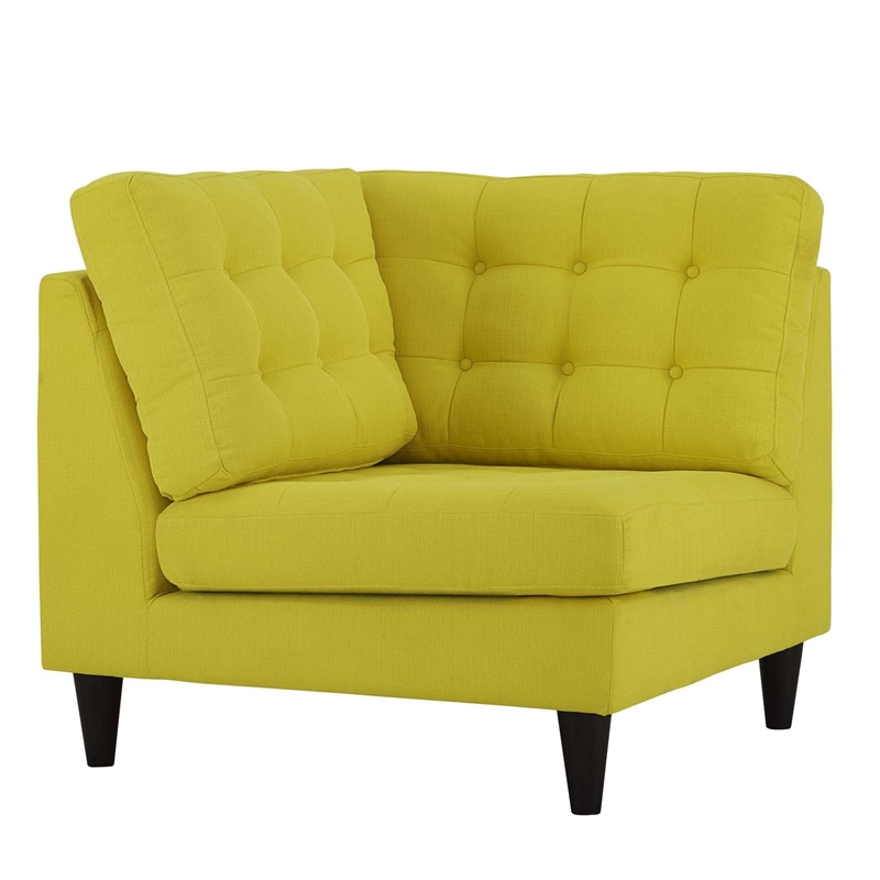 Maklaine Upholstered Polyester Fabric Sofa Corner Chair in Sunny Yellow