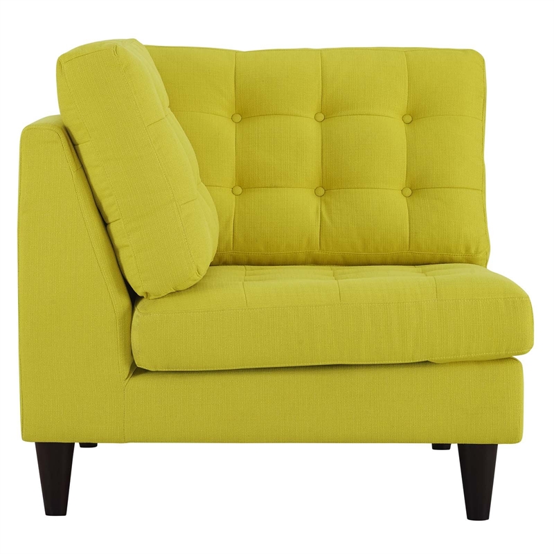 Maklaine Upholstered Polyester Fabric Sofa Corner Chair in Sunny Yellow