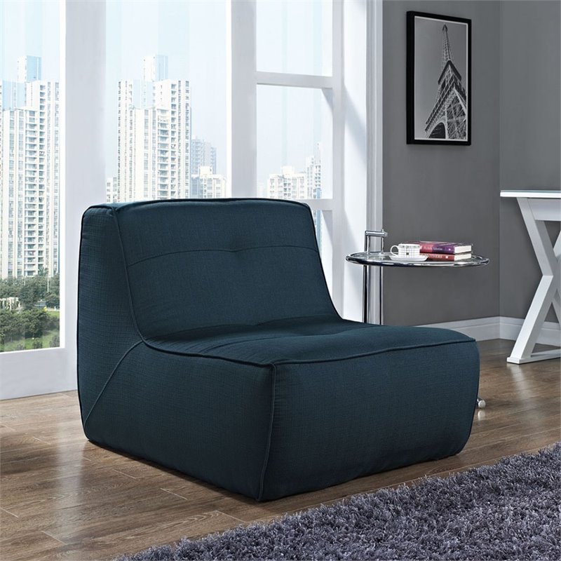 Maklaine Contemporary Fabric Upholstered Accent Chair in Azure