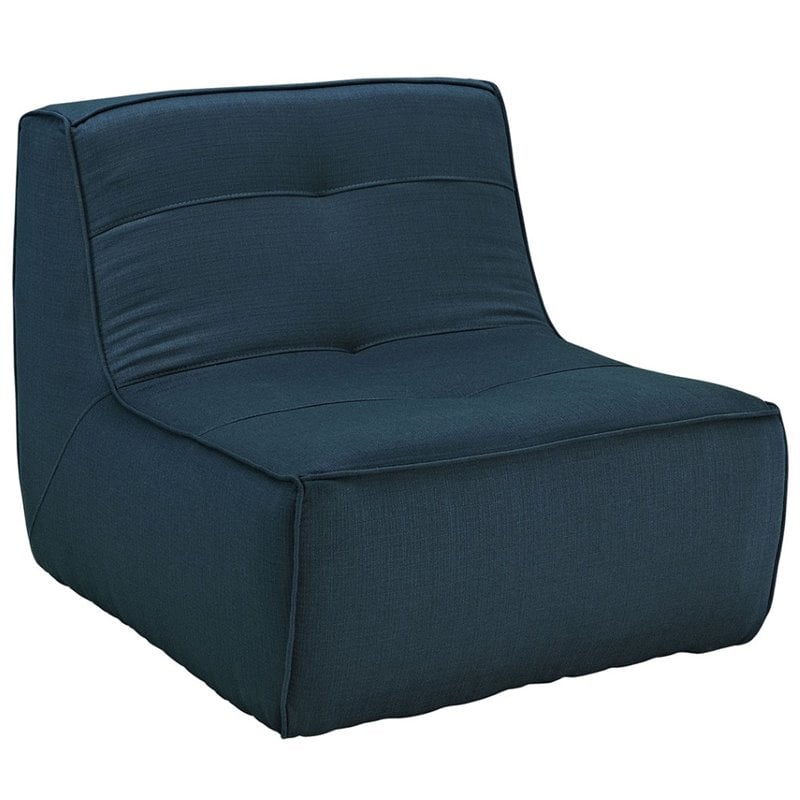 Maklaine Contemporary Fabric Upholstered Accent Chair in Azure