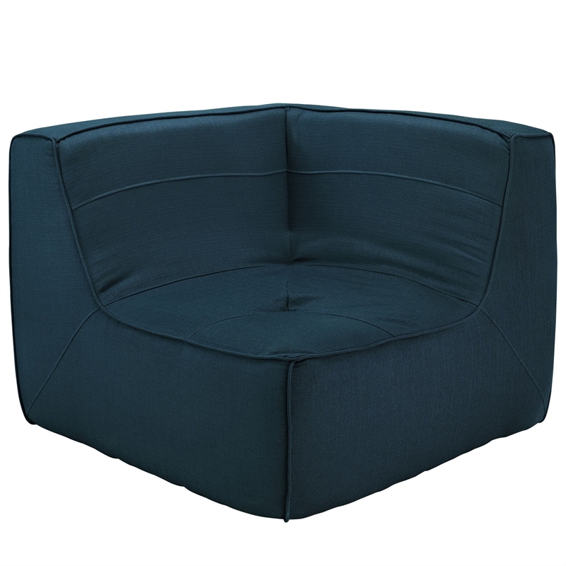 Maklaine Contemporary Upholstered Corner Accent Chair in Azure