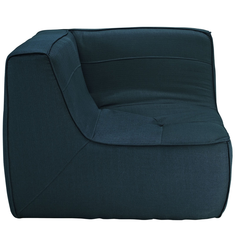 Maklaine Contemporary Upholstered Corner Accent Chair in Azure