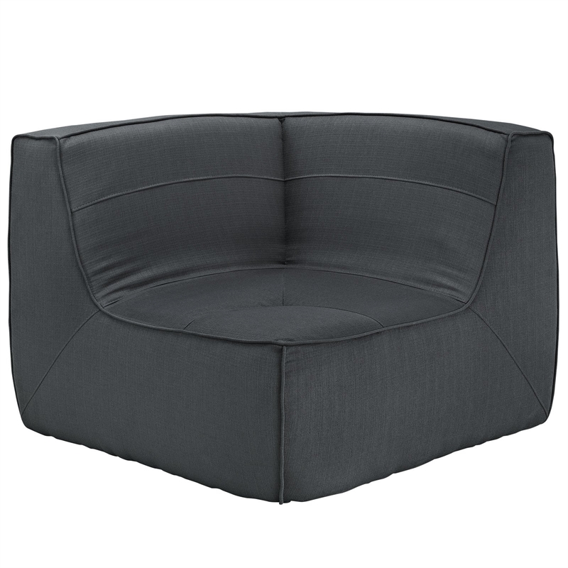 Maklaine Contemporary Upholstered Corner Accent Chair in Charcoal