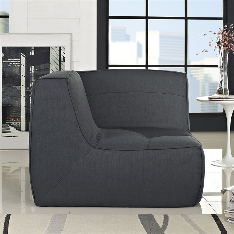 Maklaine Contemporary Upholstered Corner Accent Chair in Charcoal