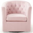 Maklaine Tufted Performance Velvet/Wood Swivel Armchair in Pink
