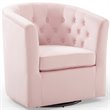 Maklaine Tufted Performance Velvet/Wood Swivel Armchair in Pink