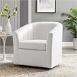 Maklaine Contemporary Performance Velvet Swivel Armchair in White