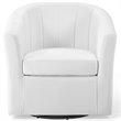 Maklaine Contemporary Performance Velvet Swivel Armchair in White