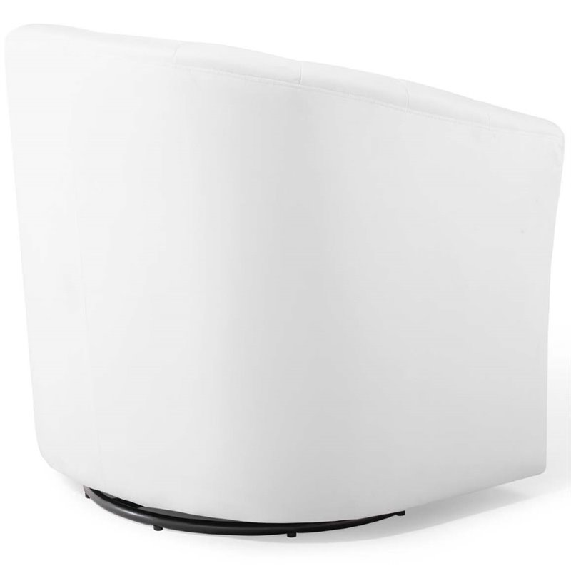 Maklaine Contemporary Performance Velvet Swivel Armchair in White