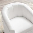 Maklaine Contemporary Performance Velvet Swivel Armchair in White