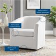 Maklaine Contemporary Performance Velvet Swivel Armchair in White