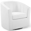Maklaine Contemporary Performance Velvet Swivel Armchair in White