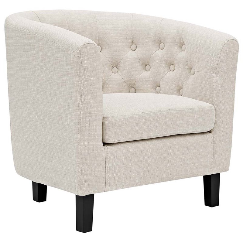 Maklaine Tufted Fabric Upholstered Armchair in Beige (Set of 2)