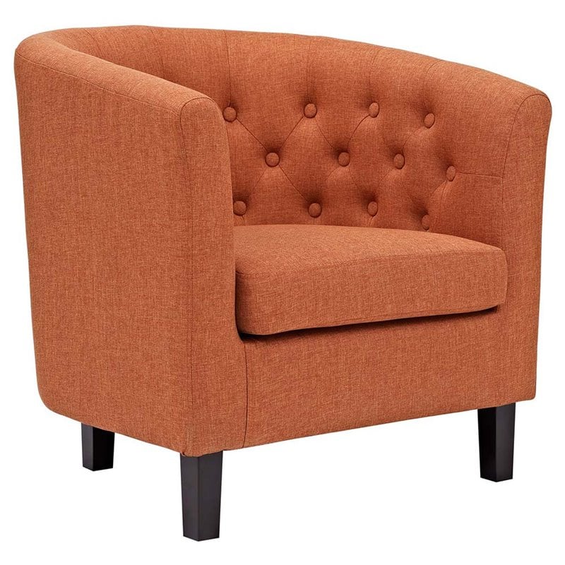 Maklaine Tufted Fabric Upholstered Armchair in Orange (Set of 2)