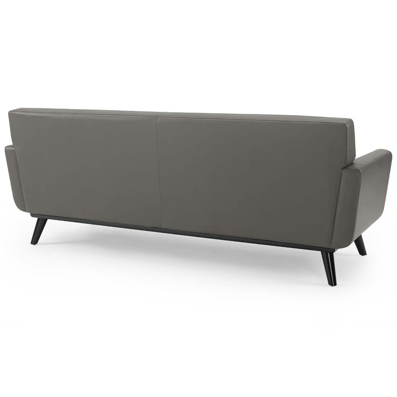 Maklaine Contemporary Top-Grain Leather Living Room Sofa in Gray