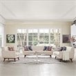 Maklaine Modern Fabric 2-Piece Sofa Set with Armchairs in Beige
