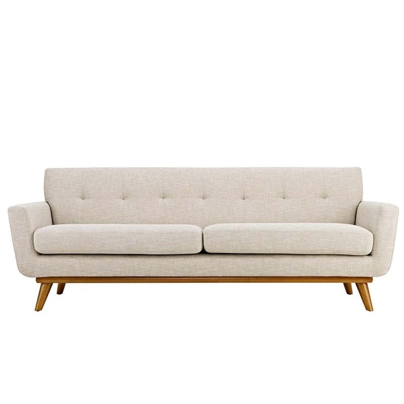 Maklaine Modern Fabric 2-Piece Sofa Set with Loveseat in Beige