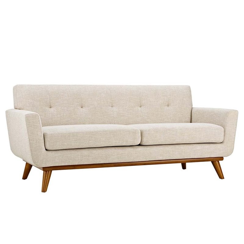 Maklaine Modern Fabric 2-Piece Sofa Set with Loveseat in Beige