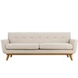 Maklaine Contemporary Upholstered Fabric Tufted Sofa in Beige