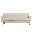 Maklaine Contemporary Upholstered Fabric Tufted Sofa in Beige