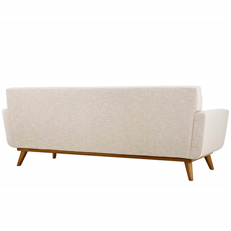 Maklaine Contemporary Upholstered Fabric Tufted Sofa in Beige