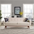 Maklaine Contemporary Upholstered Fabric Tufted Sofa in Beige