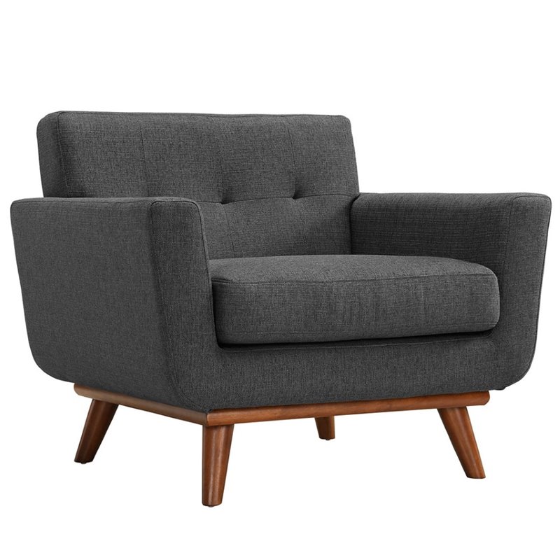 Maklaine Modern Fabric 2-Piece Sofa Set with Armchairs in Gray