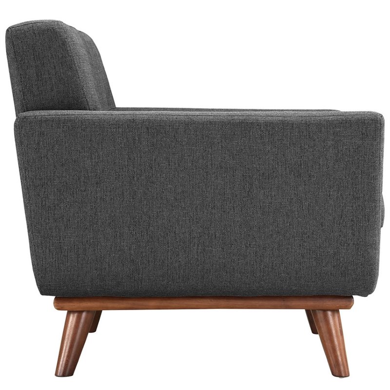 Maklaine Modern Fabric 2-Piece Sofa Set with Armchairs in Gray